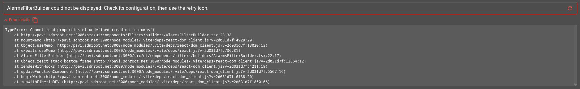 example image of a form element replaced by an error field in OnSphere