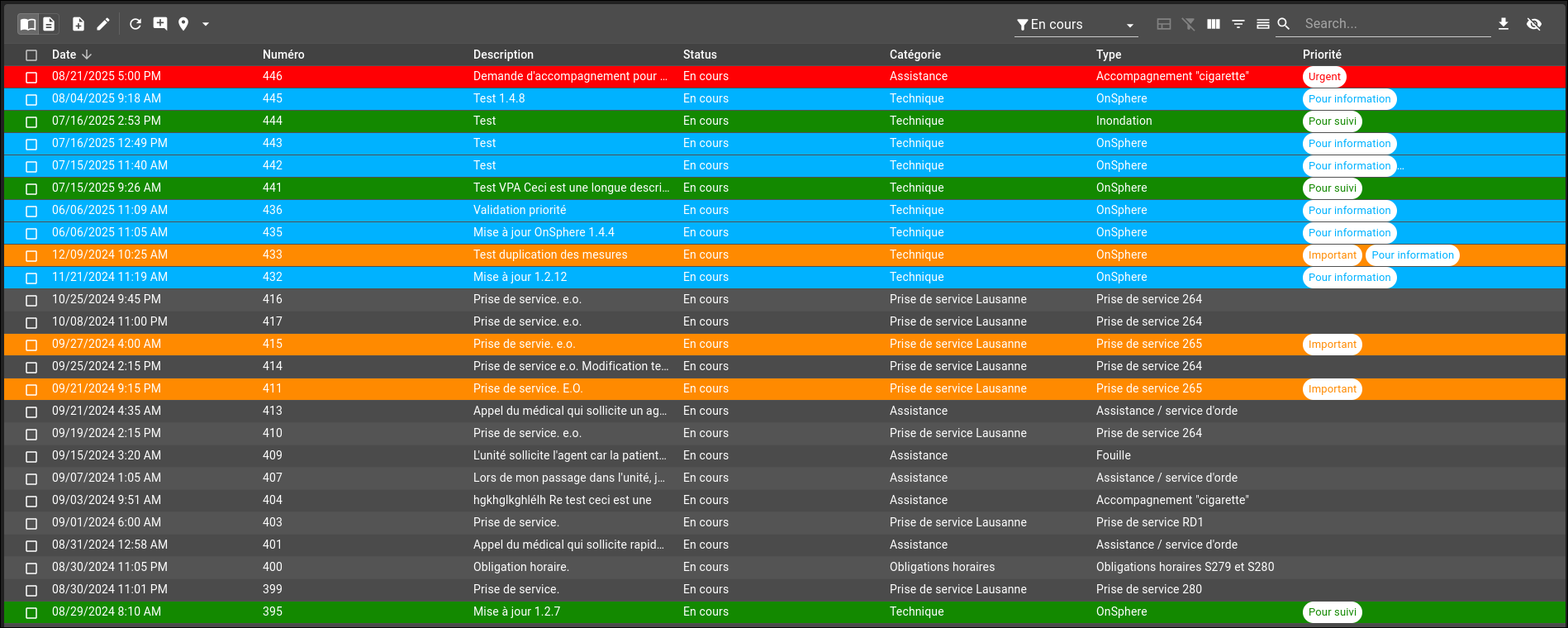 example image of a table in OnSphere