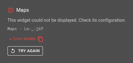 example image of a widget replaced by an error panel in OnSphere